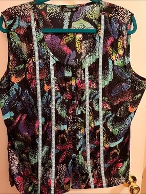 Phool Black Butterfly Print Sleeveless Top